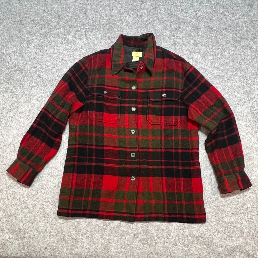 Limited America‎ Womens Red Plaid Wool Blend Flannel Shirt Jacket Shacket Size M